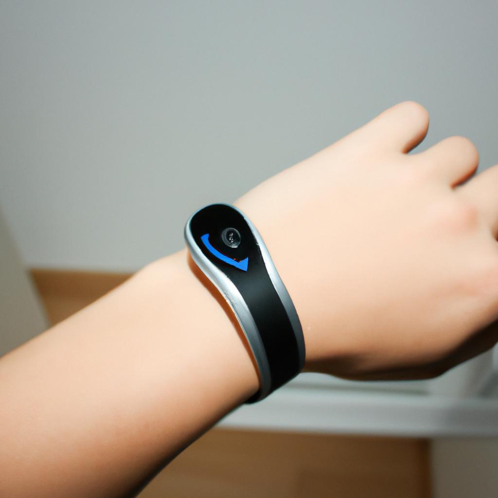 Person wearing fitness tracking device